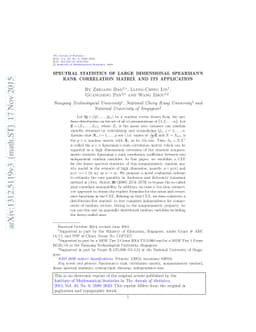 Spectral statistics of large dimensional Spearman's rank correlation
  matrix and its application