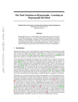 The Total Variation on Hypergraphs - Learning on Hypergraphs Revisited