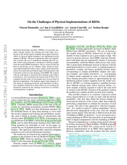 On the Challenges of Physical Implementations of RBMs