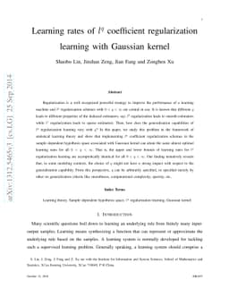 Learning rates of $l^q$ coefficient regularization learning with
  Gaussian kernel
