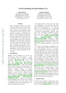 Word Emdeddings through Hellinger PCA