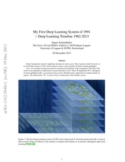 My First Deep Learning System of 1991 + Deep Learning Timeline 1962-2013