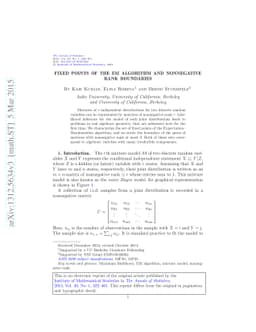 Fixed points of the EM algorithm and nonnegative rank boundaries