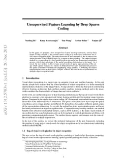 Unsupervised Feature Learning by Deep Sparse Coding