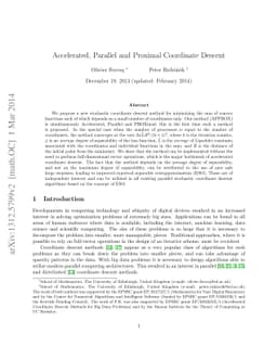 Accelerated, Parallel and Proximal Coordinate Descent