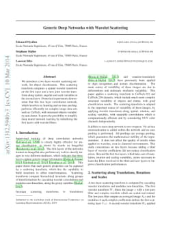 Generic Deep Networks with Wavelet Scattering