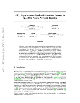 GPU Asynchronous Stochastic Gradient Descent to Speed Up Neural Network
  Training
