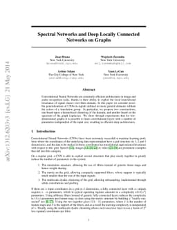 Spectral Networks and Locally Connected Networks on Graphs