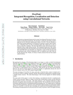 OverFeat: Integrated Recognition, Localization and Detection using
  Convolutional Networks