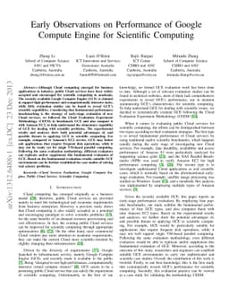 Early Observations on Performance of Google Compute Engine for
  Scientific Computing