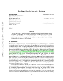 Local algorithms for interactive clustering