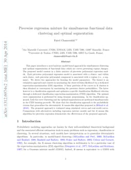 Piecewise regression mixture for simultaneous functional data clustering
  and optimal segmentation