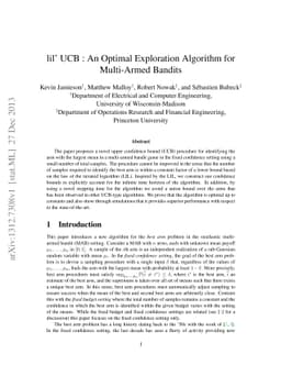 lil' UCB : An Optimal Exploration Algorithm for Multi-Armed Bandits