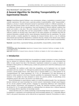 A General Algorithm for Deciding Transportability of Experimental
  Results