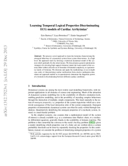 Learning Temporal Logical Properties Discriminating ECG models of
  Cardiac Arrhytmias