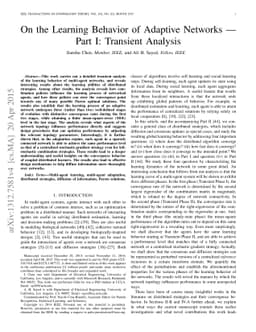 On the Learning Behavior of Adaptive Networks - Part I: Transient
  Analysis