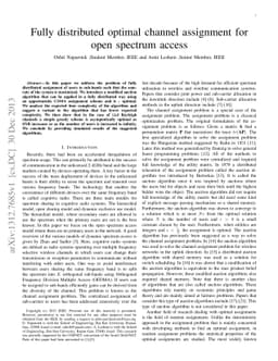 Fully distributed optimal channel assignment for open spectrum access