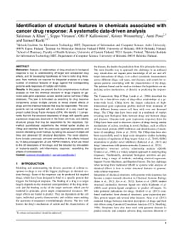 Identification of structural features in chemicals associated with
  cancer drug response: A systematic data-driven analysis