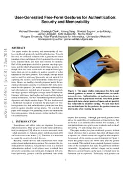 User-Generated Free-Form Gestures for Authentication: Security and
  Memorability