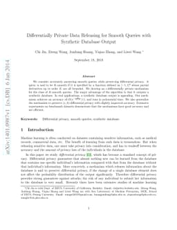 Differentially Private Data Releasing for Smooth Queries with Synthetic
  Database Output