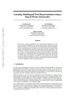 Learning Multilingual Word Representations using a Bag-of-Words
  Autoencoder