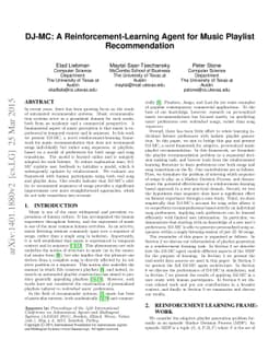 DJ-MC: A Reinforcement-Learning Agent for Music Playlist Recommendation