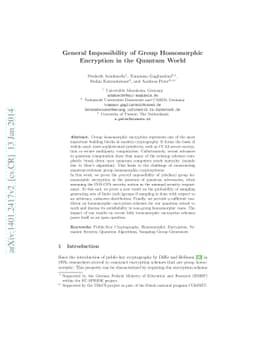 General Impossibility of Group Homomorphic Encryption in the Quantum
  World