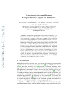 Transformation-based Feature Computation for Algorithm Portfolios