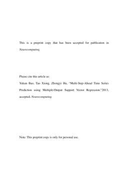 Multi-Step-Ahead Time Series Prediction using Multiple-Output Support
  Vector Regression