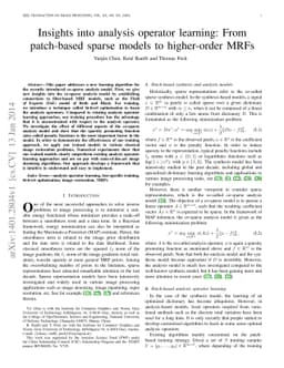 Insights into analysis operator learning: From patch-based sparse models
  to higher-order MRFs