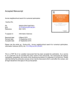 Across neighbourhood search for numerical optimization