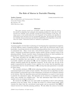 The Role of Macros in Tractable Planning