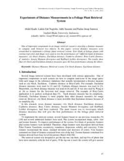 Experiments of Distance Measurements in a Foliage Plant Retrieval System