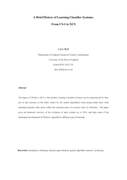 A Brief History of Learning Classifier Systems: From CS-1 to XCS