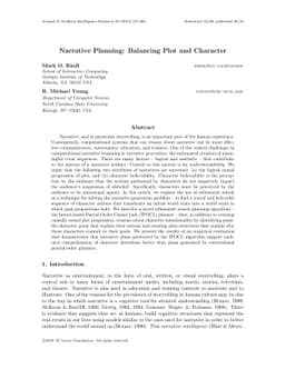 Narrative Planning: Balancing Plot and Character