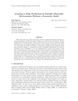 Learning to Make Predictions In Partially Observable Environments
  Without a Generative Model