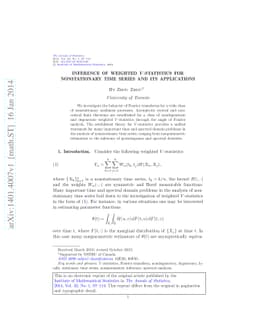 Inference of weighted $V$-statistics for nonstationary time series and
  its applications
