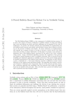 A Peered Bulletin Board for Robust Use in Verifiable Voting Systems