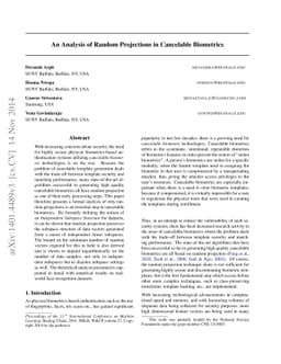 An Analysis of Random Projections in Cancelable Biometrics