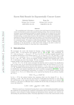 Excess Risk Bounds for Exponentially Concave Losses