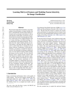 Learning Mid-Level Features and Modeling Neuron Selectivity for Image
  Classification
