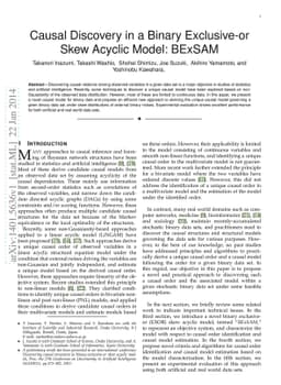 Causal Discovery in a Binary Exclusive-or Skew Acyclic Model: BExSAM