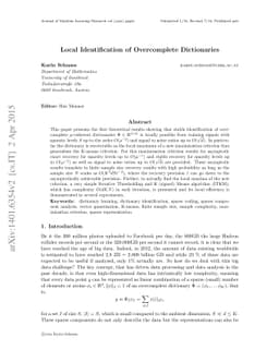 Local Identification of Overcomplete Dictionaries
