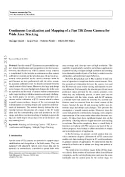 Continuous Localization and Mapping of a Pan Tilt Zoom Camera for Wide
  Area Tracking