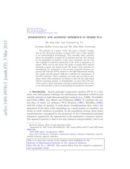 Sparsistency and agnostic inference in sparse PCA