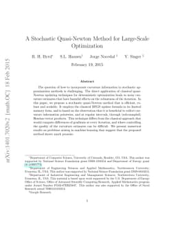 A Stochastic Quasi-Newton Method for Large-Scale Optimization