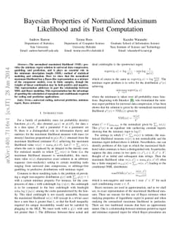 Bayesian Properties of Normalized Maximum Likelihood and its Fast
  Computation