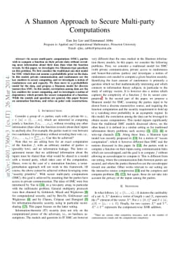A Shannon Approach to Secure Multi-party Computations