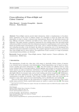 Cross-calibration of Time-of-flight and Colour Cameras