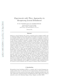 Experiments with Three Approaches to Recognizing Lexical Entailment